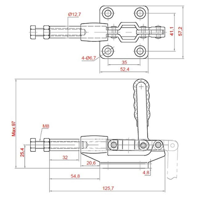 Vendita online Bloccaggio a spinta pistone 32 mm. 230 Kg.